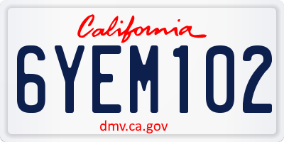 CA license plate 6YEM102