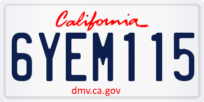 CA license plate 6YEM115