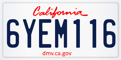 CA license plate 6YEM116