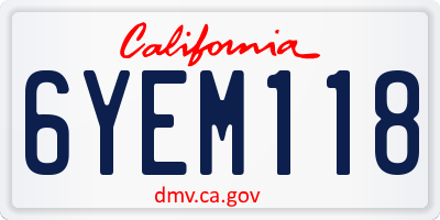CA license plate 6YEM118