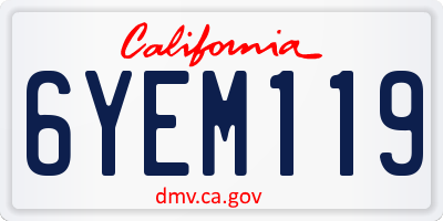 CA license plate 6YEM119