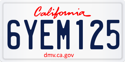 CA license plate 6YEM125