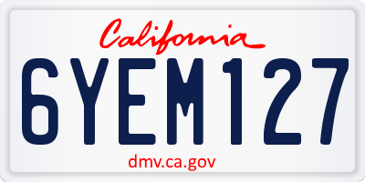CA license plate 6YEM127