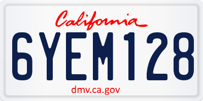 CA license plate 6YEM128