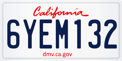 CA license plate 6YEM132