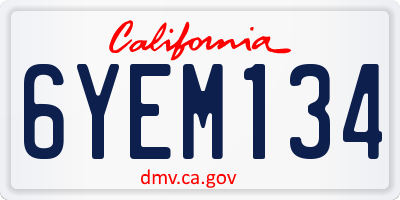 CA license plate 6YEM134