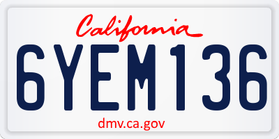 CA license plate 6YEM136