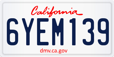CA license plate 6YEM139