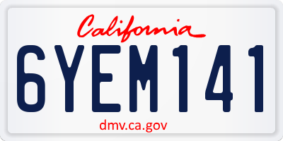 CA license plate 6YEM141