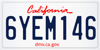 CA license plate 6YEM146
