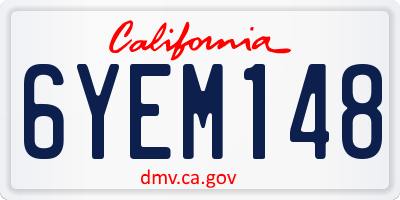 CA license plate 6YEM148