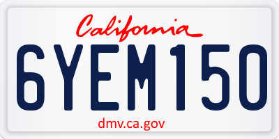 CA license plate 6YEM150