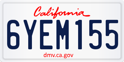 CA license plate 6YEM155