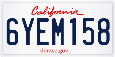 CA license plate 6YEM158