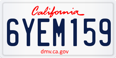 CA license plate 6YEM159