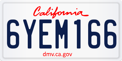 CA license plate 6YEM166