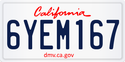 CA license plate 6YEM167