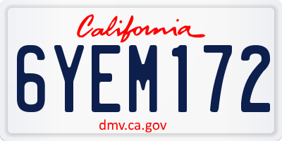 CA license plate 6YEM172