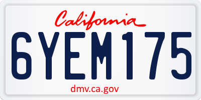 CA license plate 6YEM175