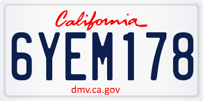 CA license plate 6YEM178