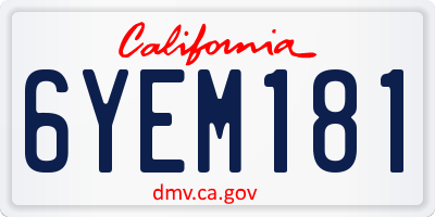 CA license plate 6YEM181