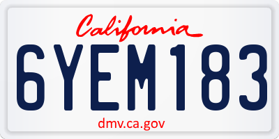 CA license plate 6YEM183