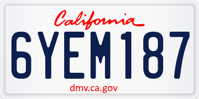 CA license plate 6YEM187