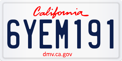 CA license plate 6YEM191