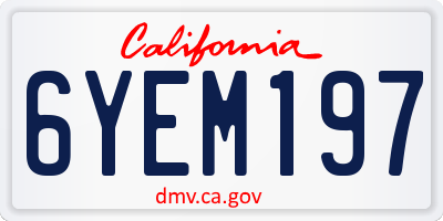 CA license plate 6YEM197