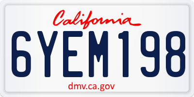 CA license plate 6YEM198