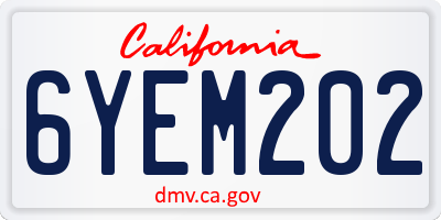 CA license plate 6YEM202