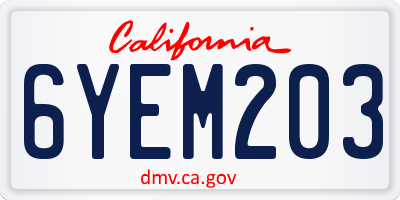 CA license plate 6YEM203