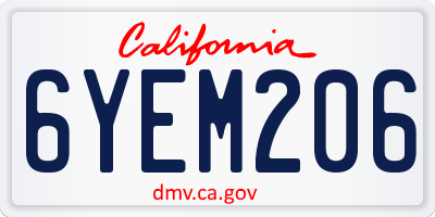 CA license plate 6YEM206