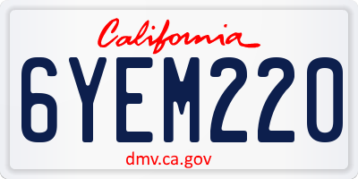 CA license plate 6YEM220