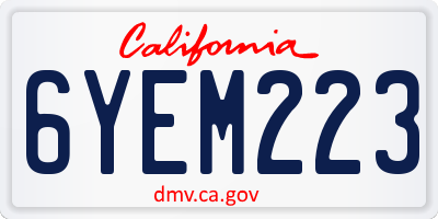 CA license plate 6YEM223