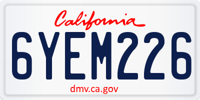 CA license plate 6YEM226