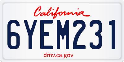 CA license plate 6YEM231