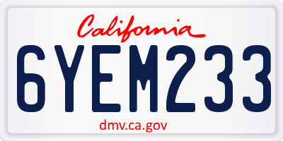CA license plate 6YEM233