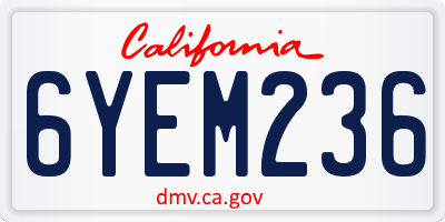 CA license plate 6YEM236