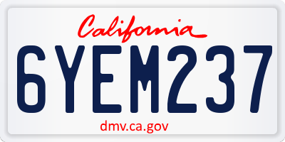 CA license plate 6YEM237