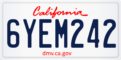 CA license plate 6YEM242