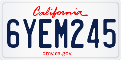 CA license plate 6YEM245