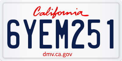 CA license plate 6YEM251
