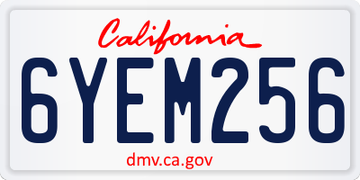 CA license plate 6YEM256