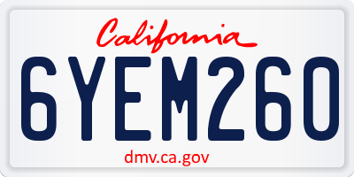 CA license plate 6YEM260
