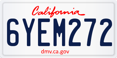 CA license plate 6YEM272