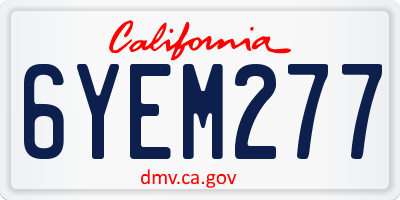 CA license plate 6YEM277