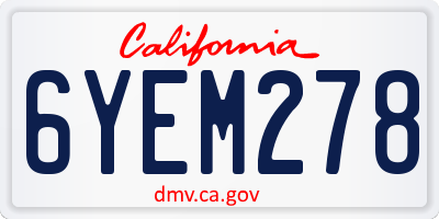 CA license plate 6YEM278