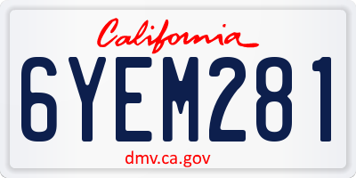CA license plate 6YEM281