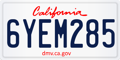 CA license plate 6YEM285